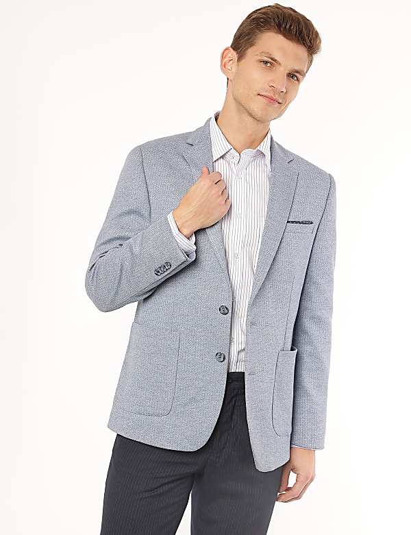 Textured Lapel Collar Blazer