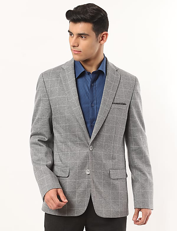 Checks Lapel Collar Blazer