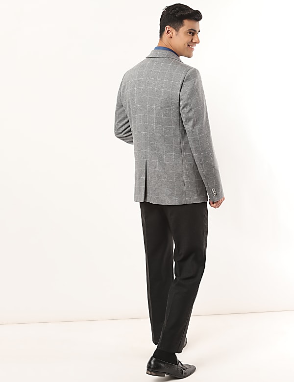 Checks Lapel Collar Blazer