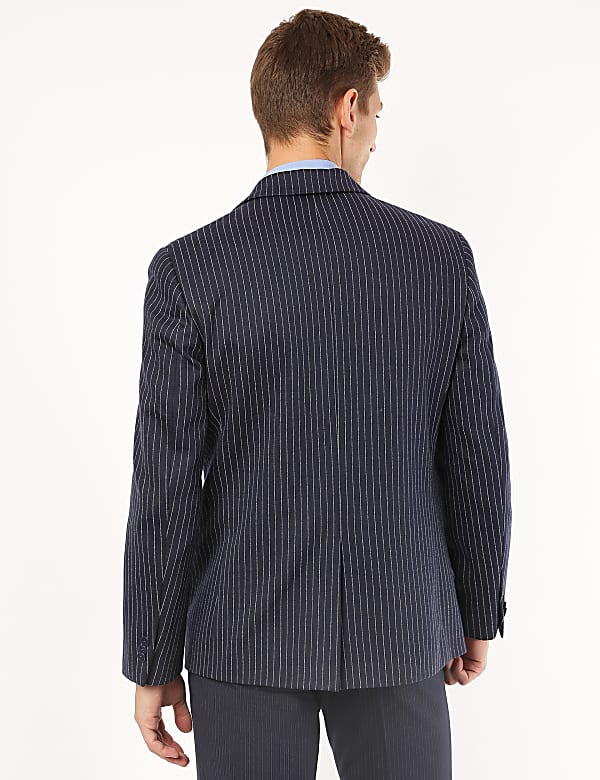 Striped Lapel Collar Blazer