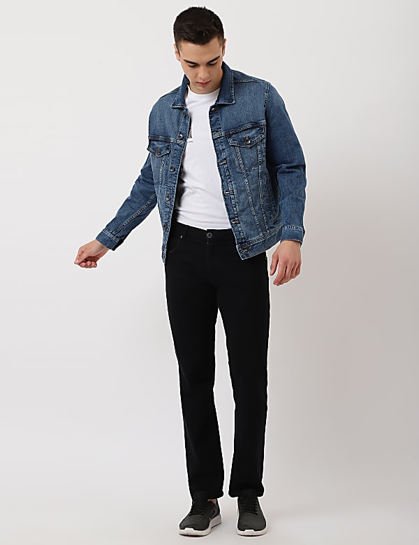 Cotton Mix Plain Spread Collar Denim Jacket