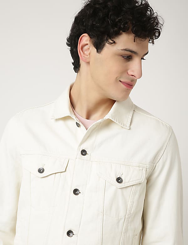 Jean jacket with cotton collar hot sale