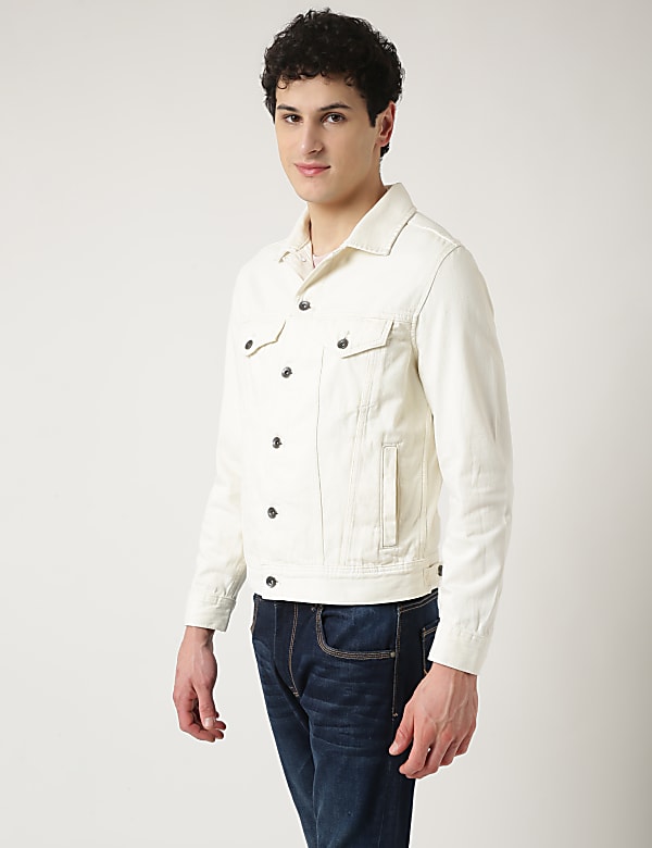 Denim jacket with cotton collar online
