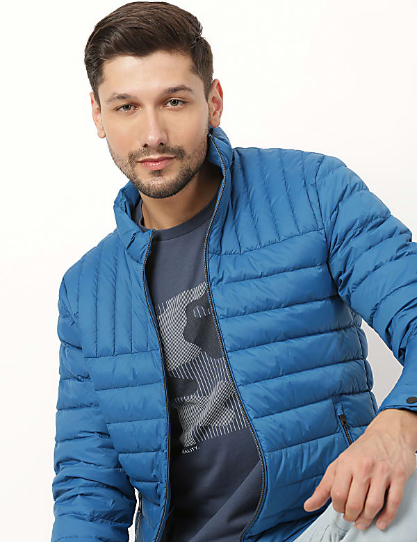 Pure Polyamide Plain High Neck Jacket