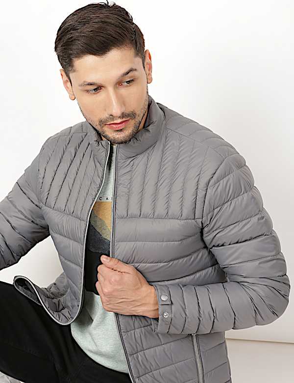Pure Polyamide Plain High Neck Jacket