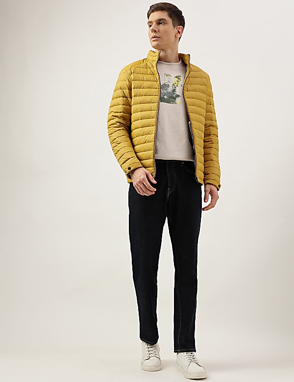 Zip Up Solid Puffed Jacket