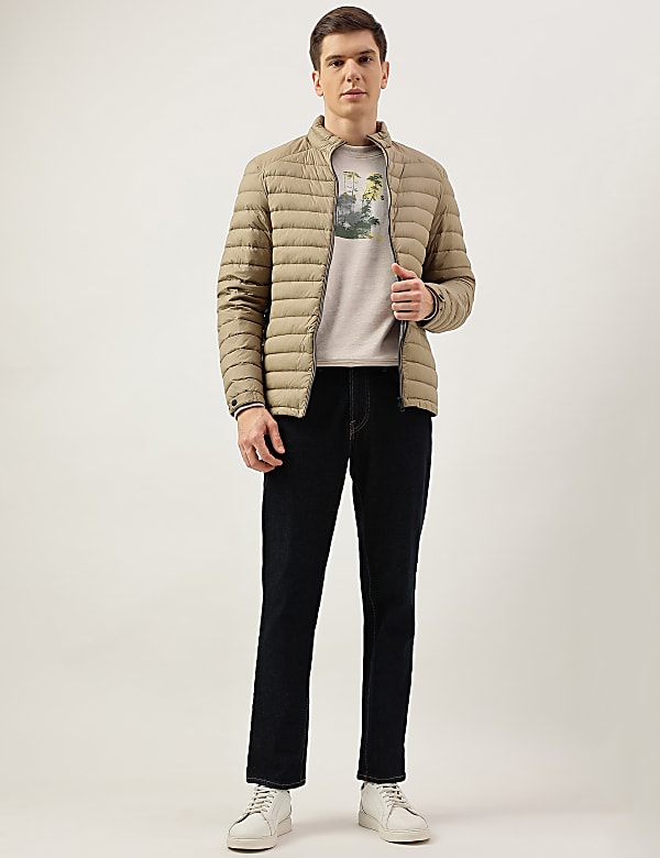 Zip Up Solid Puffed Jacket