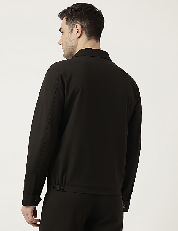 Slim Fit Striped Spread Collar Jacket