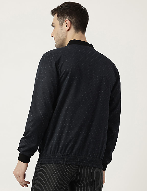 Slim Fit Striped High Neck Jacket