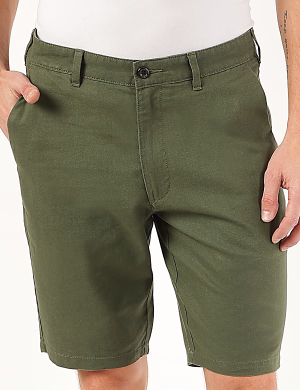 Linen Mix Plain Regular Fit Shorts