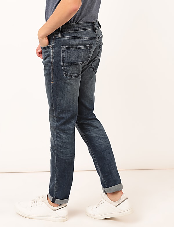Cotton Mix Plain Tapered Fit Jeans