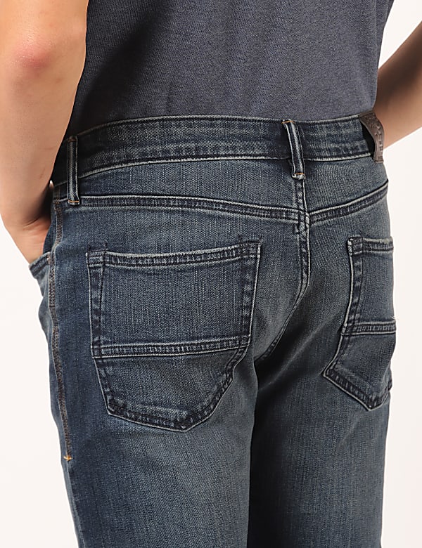 Cotton Mix Plain Tapered Fit Jeans