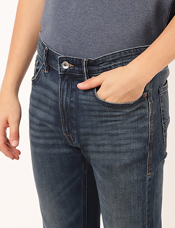 Cotton Mix Plain Tapered Fit Jeans