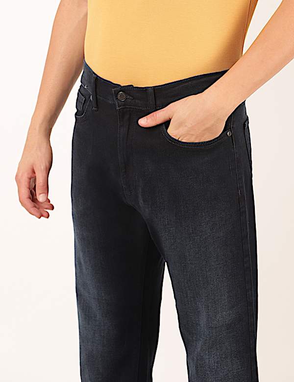 Cotton Mix Plain Regular Fit Jeans