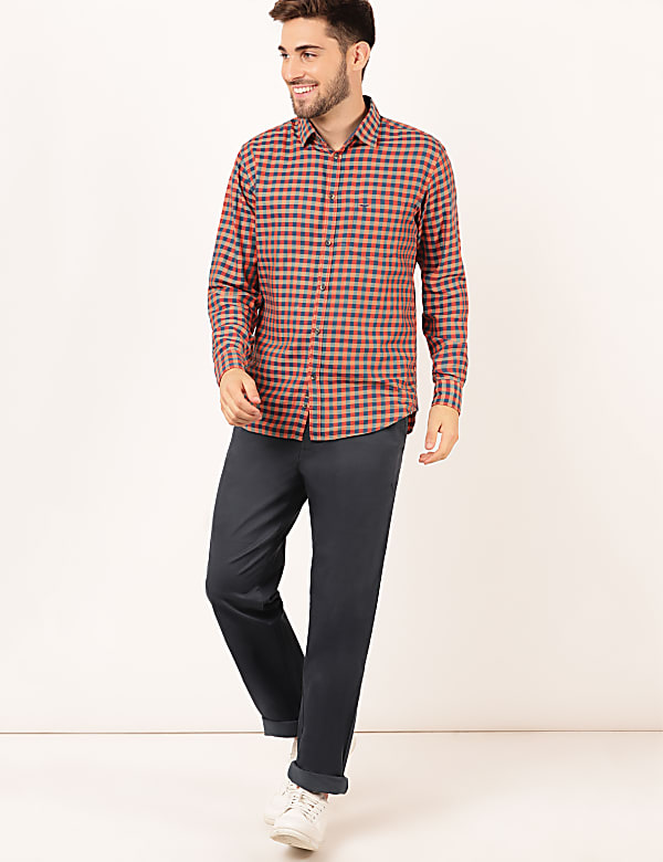 Cotton Mix Plain Regular Fit Trouser