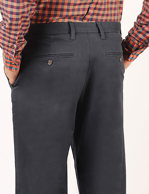 Cotton Mix Plain Regular Fit Trouser