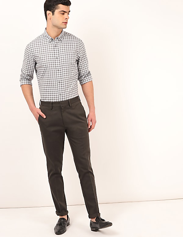 Pure Cotton Self Design Slim Fit Trouser