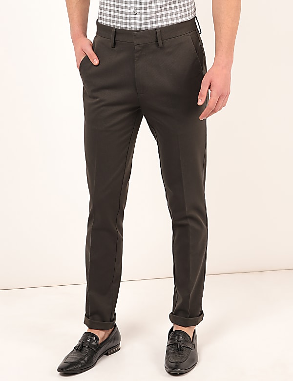 Pure Cotton Self Design Slim Fit Trouser
