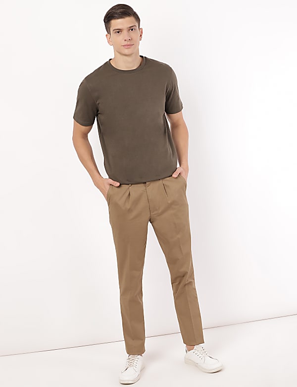 Cotton Mix Plain Slim Fit Trouser