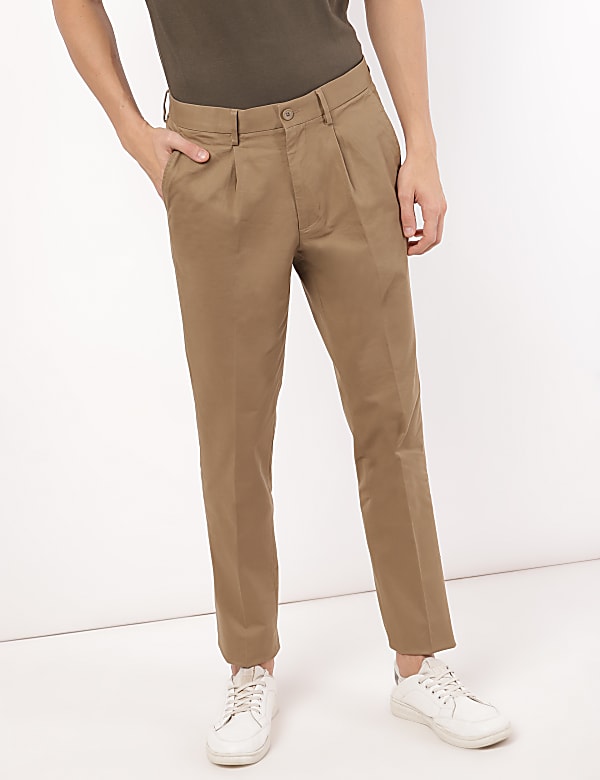 Cotton Mix Plain Slim Fit Trouser
