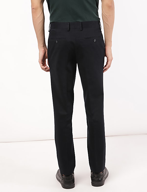 Cotton Mix Plain Slim Fit Trouser