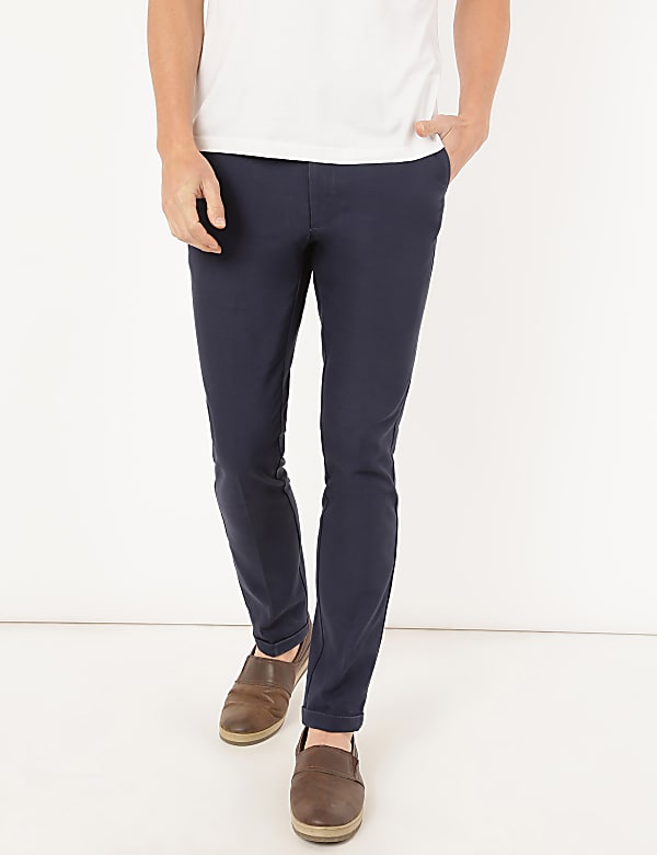Pure Cotton Textured Slim Fit Trouser