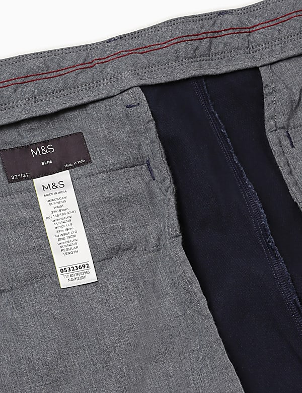 Pure Cotton Textured Slim Fit Trouser