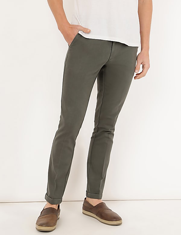 Pure Cotton Textured Slim Fit Trouser