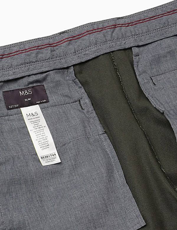 Pure Cotton Textured Slim Fit Trouser