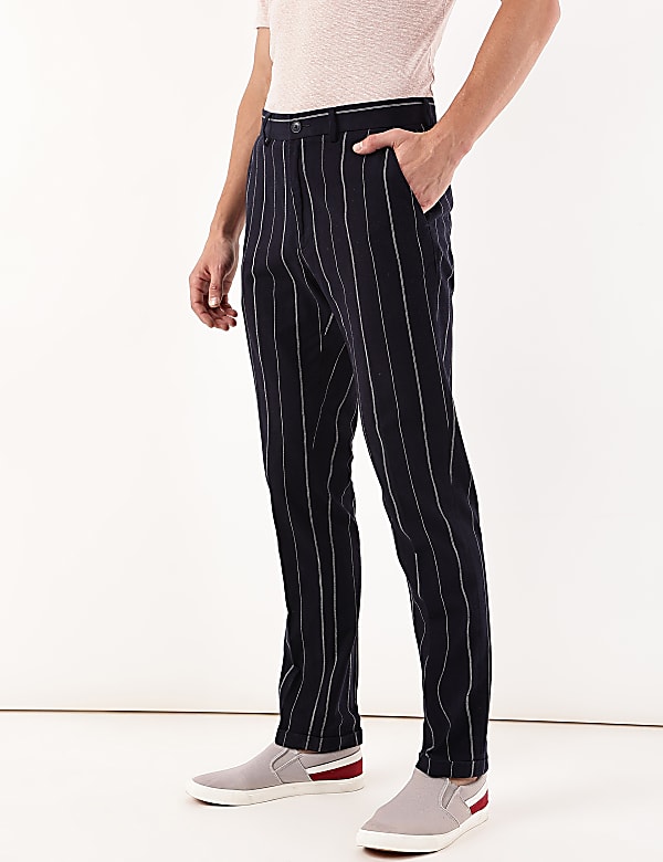 Cotton Mix Striped Regular Fit Trouser