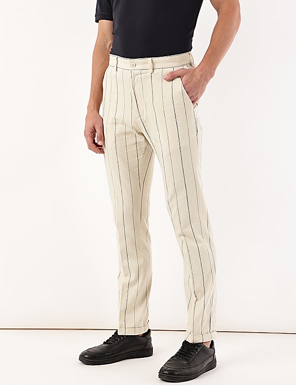Cotton Mix Striped Regular Fit Trouser