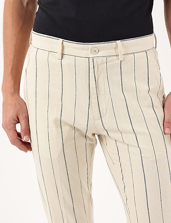 Cotton Mix Striped Regular Fit Trouser