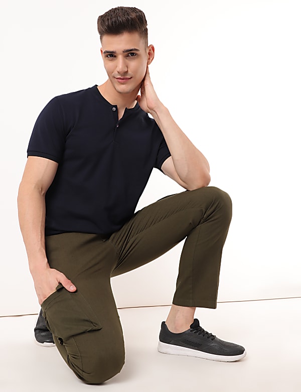 Cotton Mix Plain Regular Fit Trouser