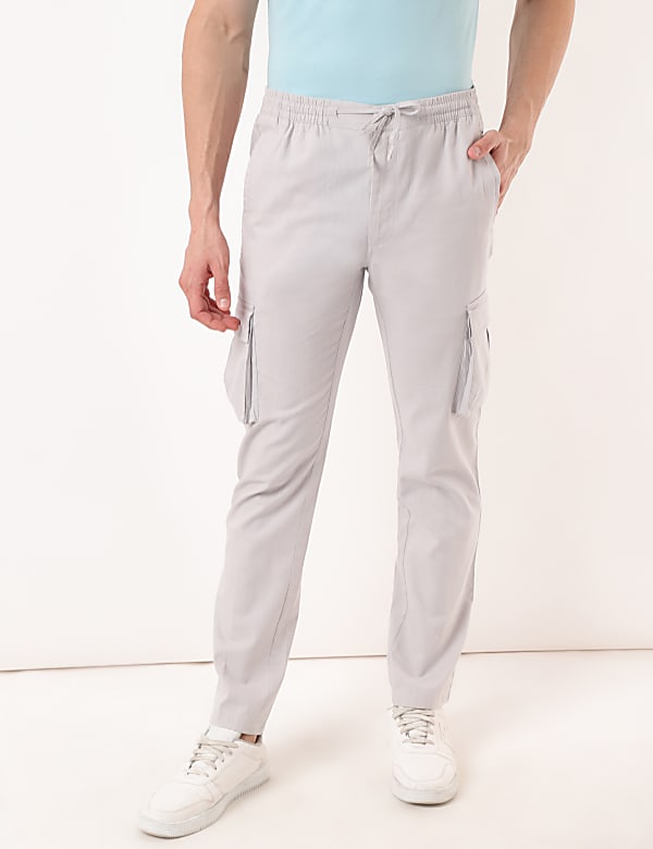 Cotton Mix Plain Regular Fit Trouser