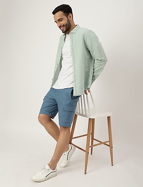 Cotton Mix Plain Regular Fit Shorts