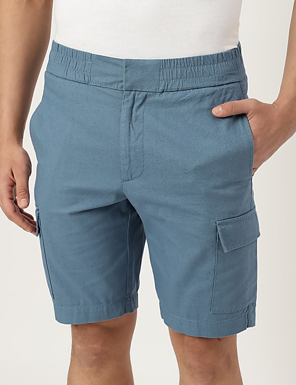 Cotton Mix Plain Regular Fit Shorts