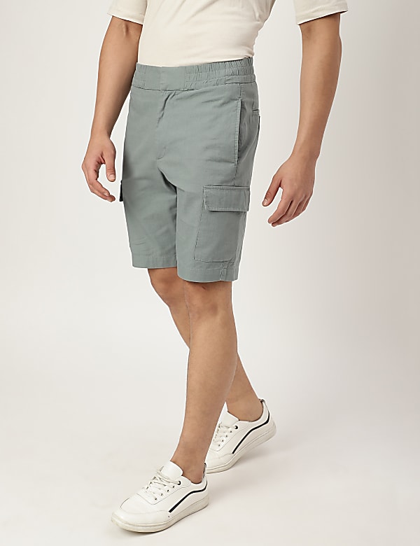 Cotton Mix Plain Regular Fit Shorts