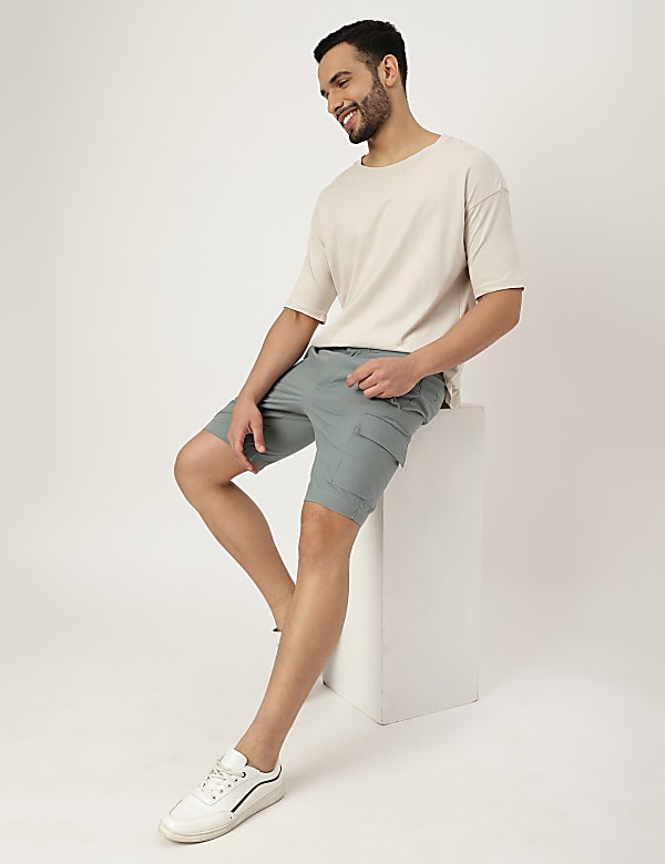 Cotton Mix Plain Regular Fit Shorts