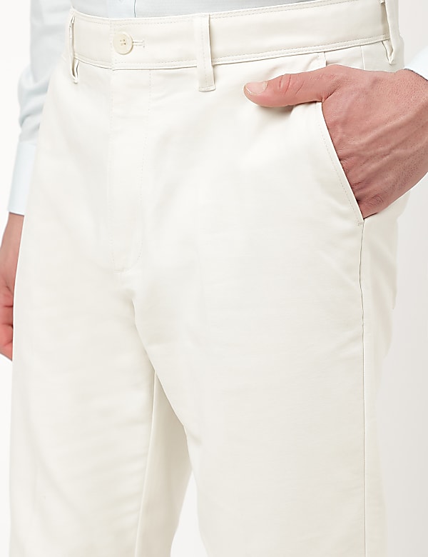 Cotton Mix Plain Slim Fit Trousers