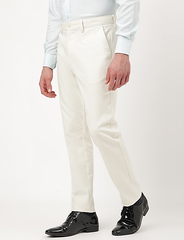 Cotton Mix Plain Slim Fit Trousers