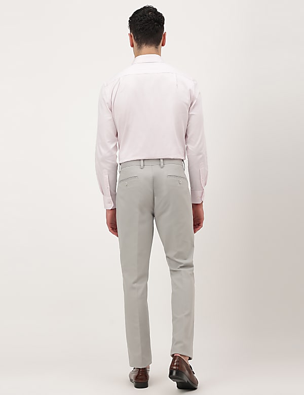 Cotton Mix Plain Slim Fit Trousers
