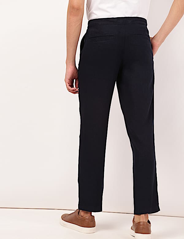 Linen Mix Plain Regular Fit Trouser