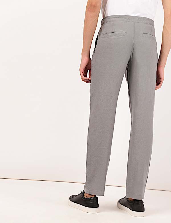 Linen Mix Plain Regular Fit Trouser