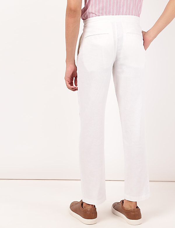 Linen Mix Plain Regular Fit Trouser