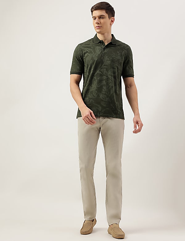 Slim Fit Cotton Rich Solid Trousers
