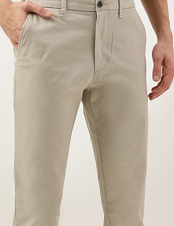 Slim Fit Cotton Rich Solid Trousers