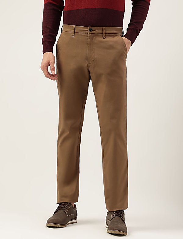 Regular Fit Cotton Mix Plain Chinos