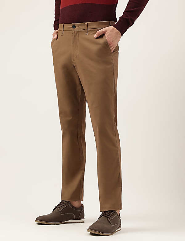 Regular Fit Cotton Mix Plain Chinos