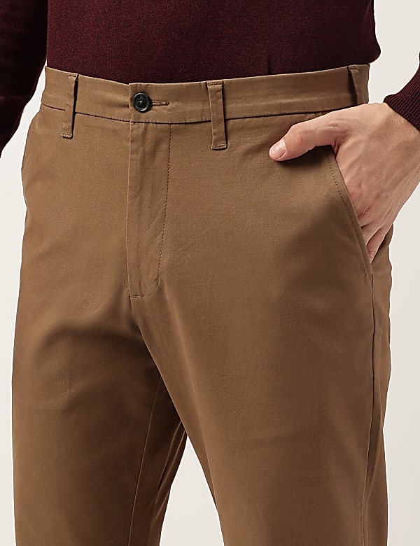 Regular Fit Cotton Mix Plain Chinos