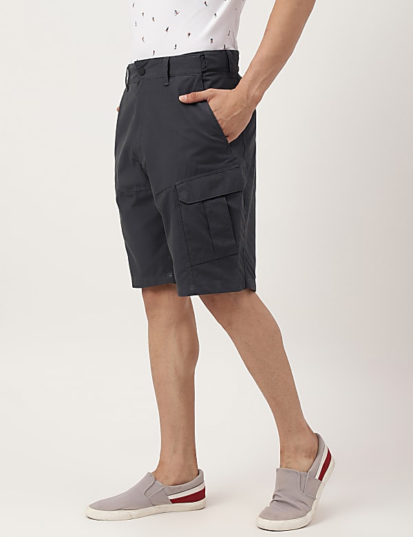 Cotton Mix Plain Regular Fit Shorts